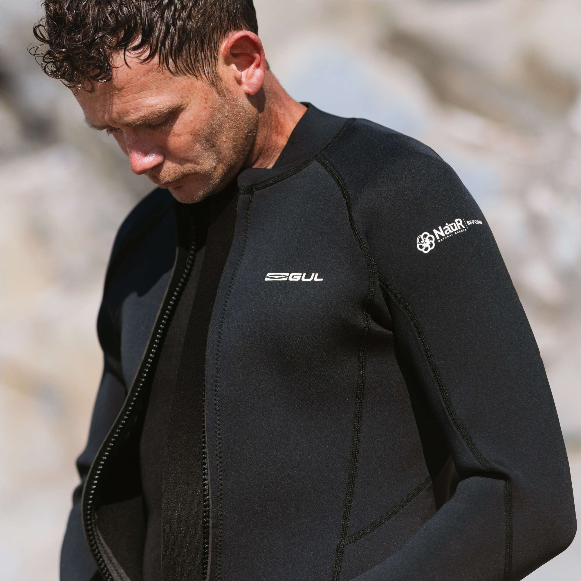 2025 Gul Mens Response Natur 3mm Front Zip Jacket RE6304-BKBK - Black